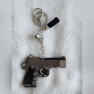 Stylish Black and Silver Pew Pew Keychain Bag Charm